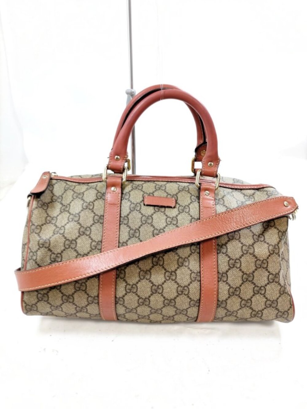 Gucci Joy Boston Bag GG Plus Coated Canvas & Leather Trim